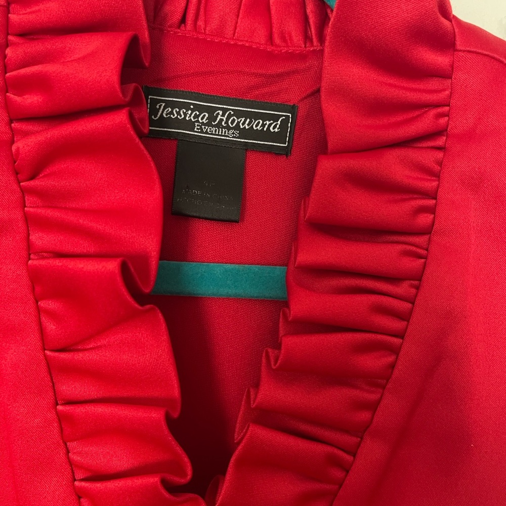 Jessica Howard Vibrant Red Ruffled Mini Dress - Picture 2 of 11